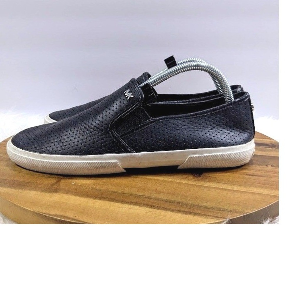 Michael‎ Kors Mens Black Perforated Leather Slip On Sneakers 9.5M 001109 Shoes
